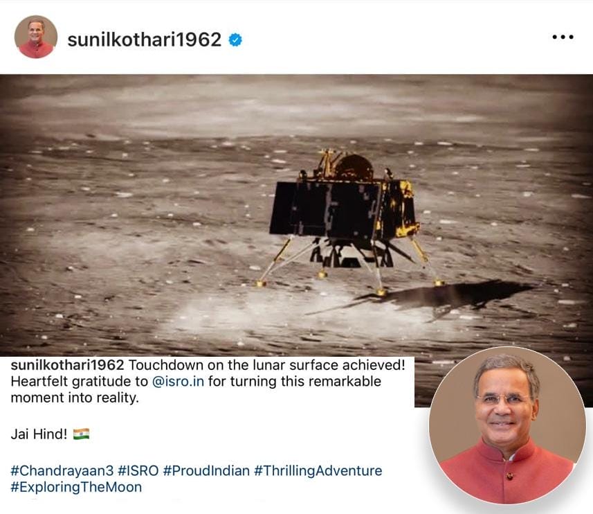 Sunil Kothari Congratulates ISRO on Chandrayaan-3: A Businessman and Philanthropist's Applause for India's Lunar Triumph
